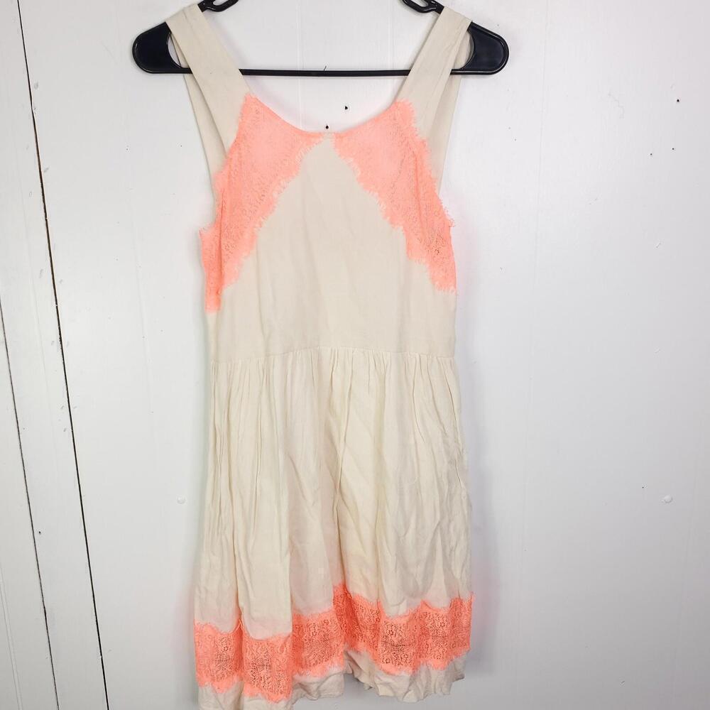 Free People Dress Womens 2 Lace Sheel Inlays Short Skater Fit Flare Side Zip